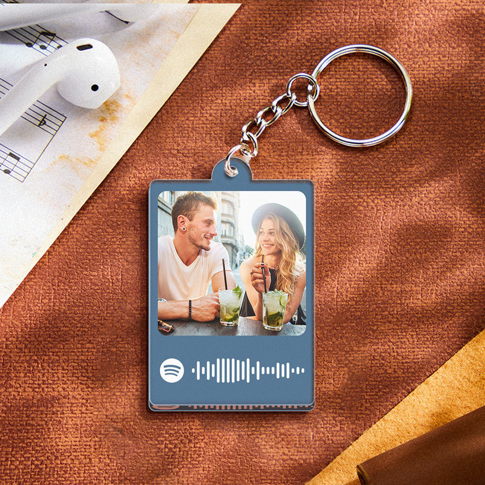 Personalized Scannable Spotify Code Keychain Custom Photo Colorful Keychain Birthday Anniversary Gift - CustomPhotoWallet
