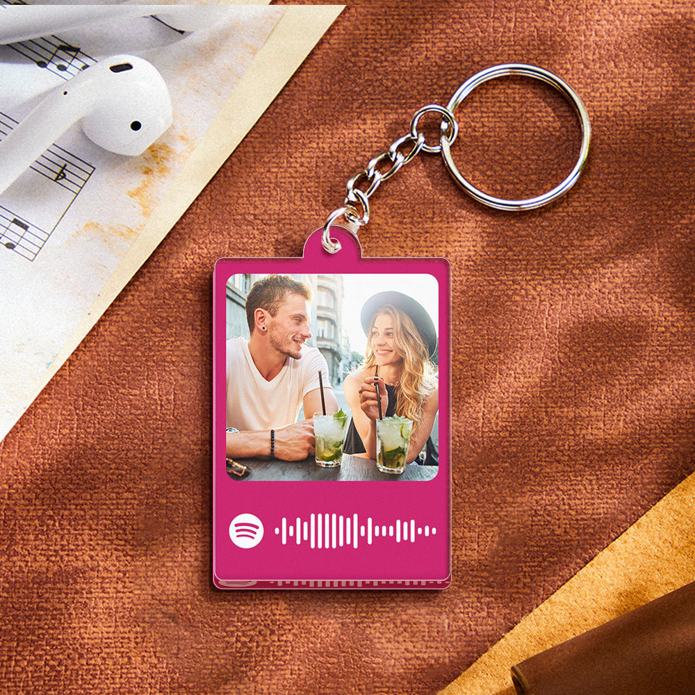 Personalized Scannable Spotify Code Keychain Custom Photo Colorful Keychain Birthday Anniversary Gift - CustomPhotoWallet