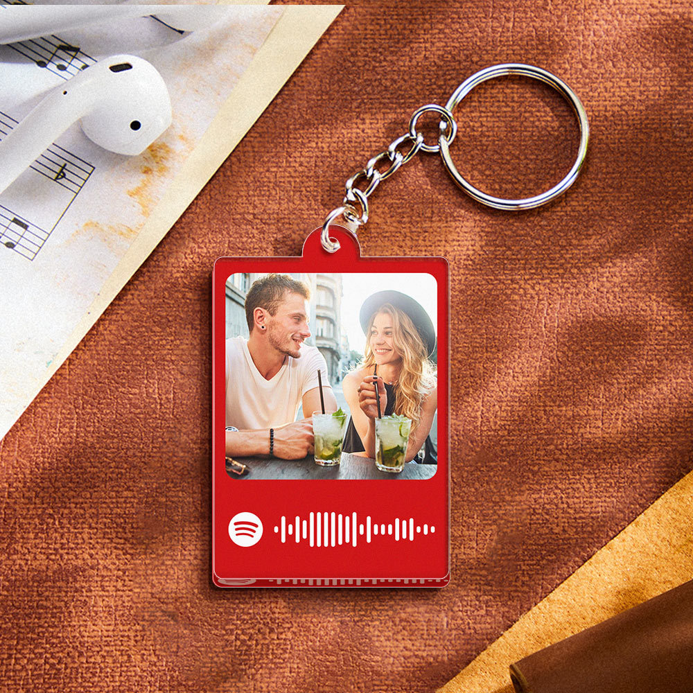 Personalized Scannable Spotify Code Keychain Custom Photo Colorful Keychain Birthday Anniversary Gift - CustomPhotoWallet
