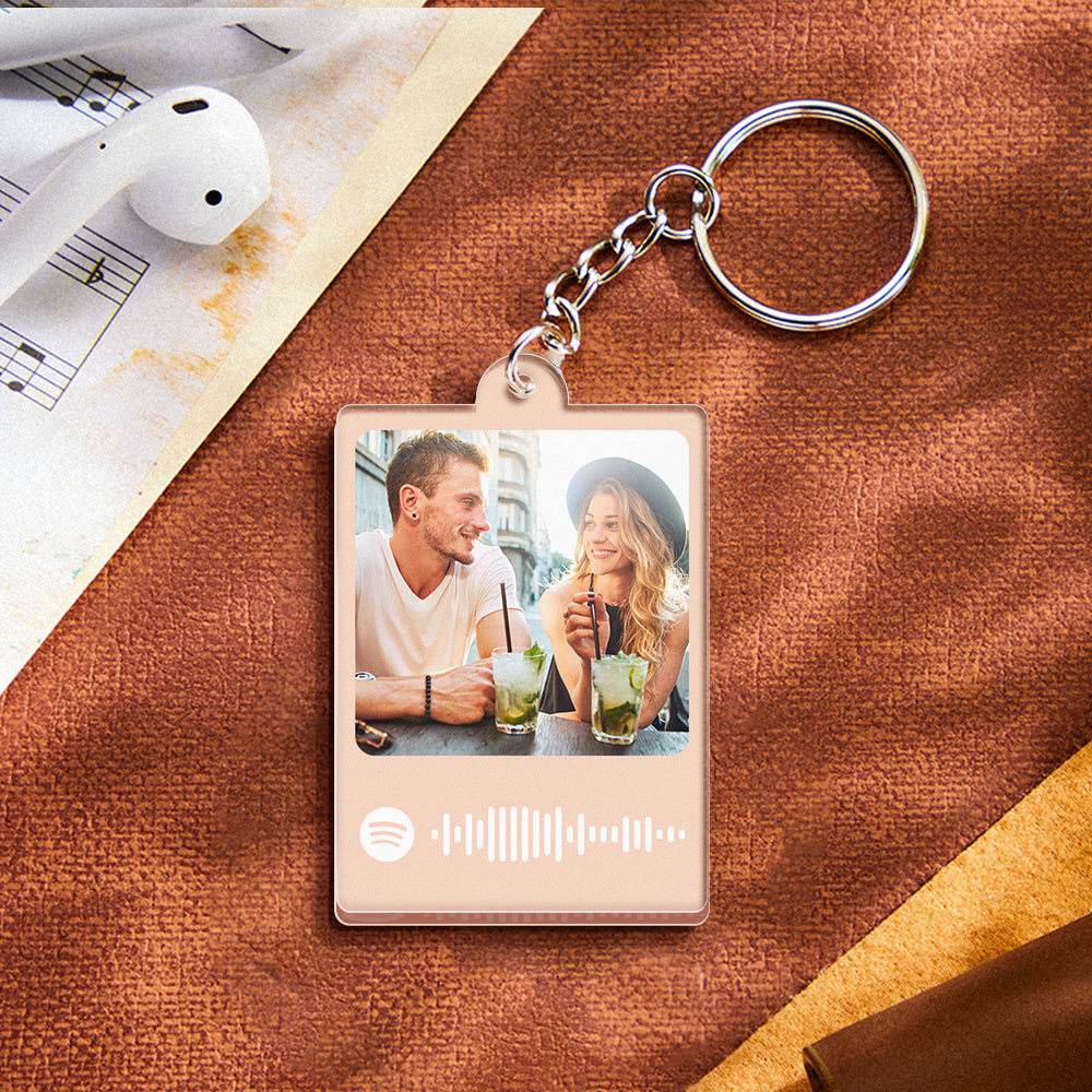 Personalized Scannable Spotify Code Keychain Custom Photo Colorful Keychain Birthday Anniversary Gift - CustomPhotoWallet