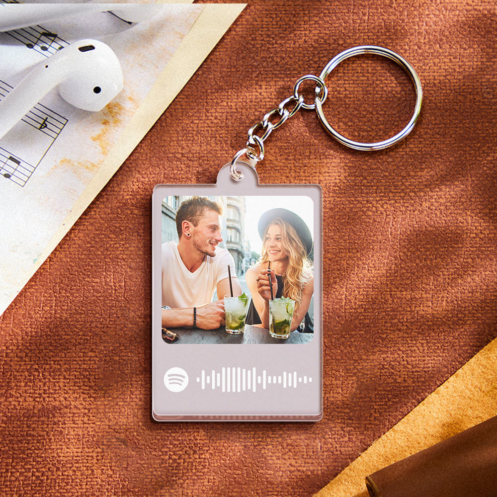 Personalized Scannable Spotify Code Keychain Custom Photo Colorful Keychain Birthday Anniversary Gift - CustomPhotoWallet