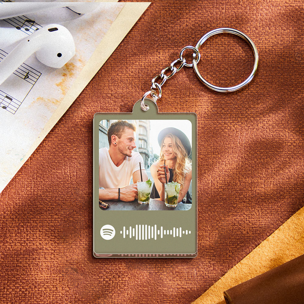 Personalized Scannable Spotify Code Keychain Custom Photo Colorful Keychain Birthday Anniversary Gift - CustomPhotoWallet