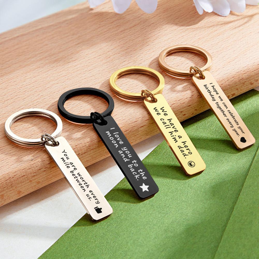 Emoji Keychain Custom Engraved Keychain Stainless Steel Keychain Gifts for Him - CustomPhotoWallet