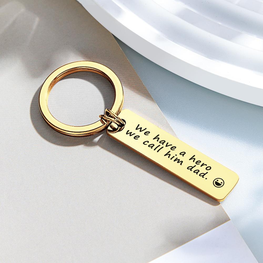 Emoji Keychain Custom Engraved Keychain Stainless Steel Keychain Gifts for Him - CustomPhotoWallet