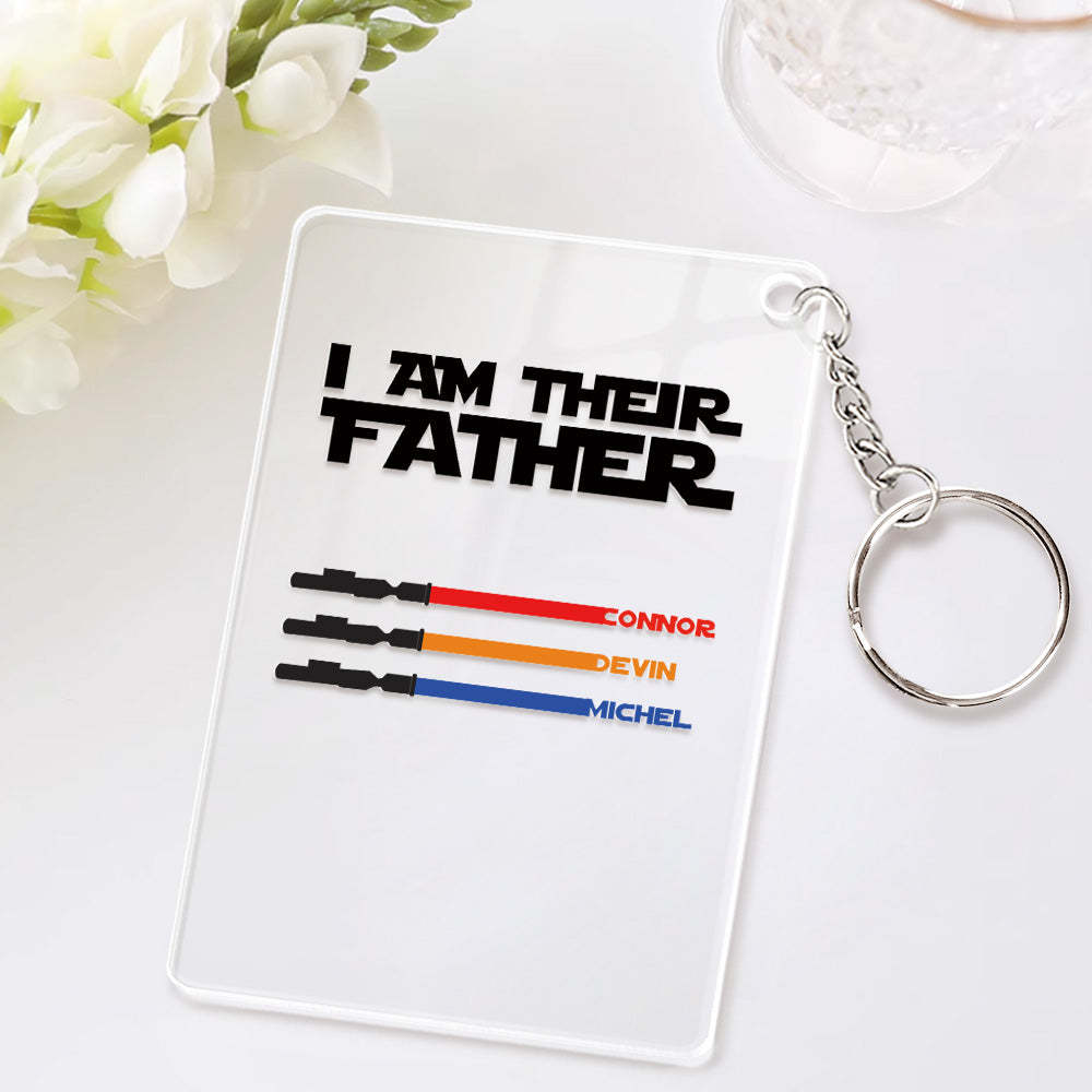 Custom Name Light Saber Keychain I Am Their Father Acrylic Keychain Father's Day Gift
