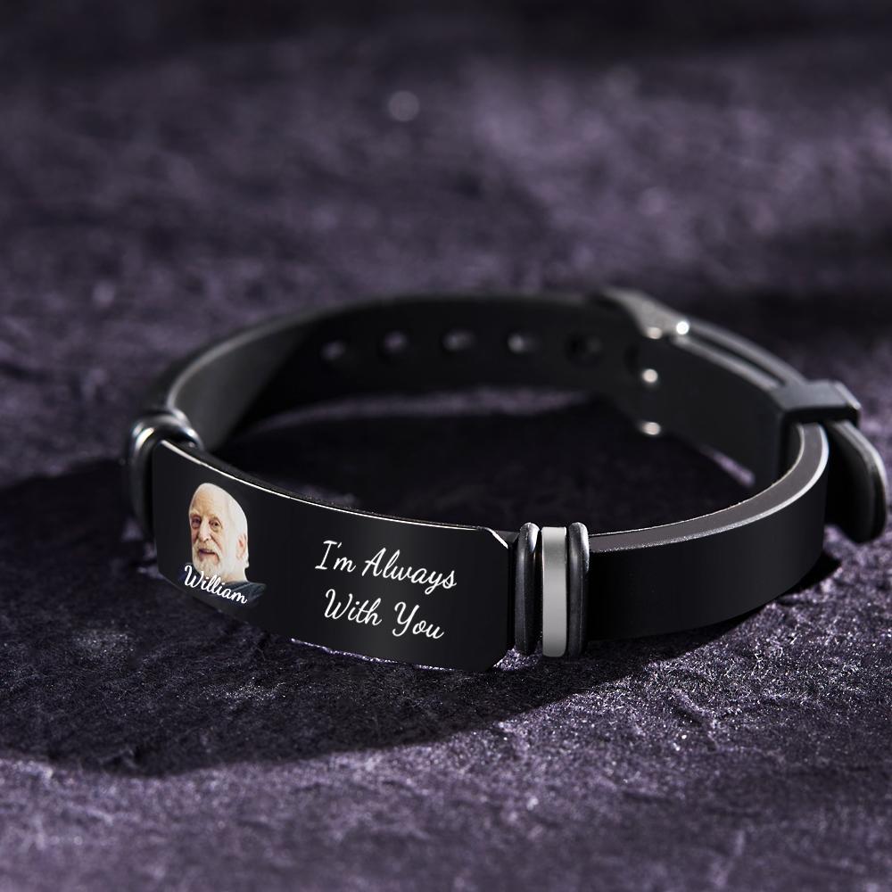 Men's Bracelet Custom Photo Memorial Bracelet Engraved Commemorate Photo Memory Gifts - Myphotowallet