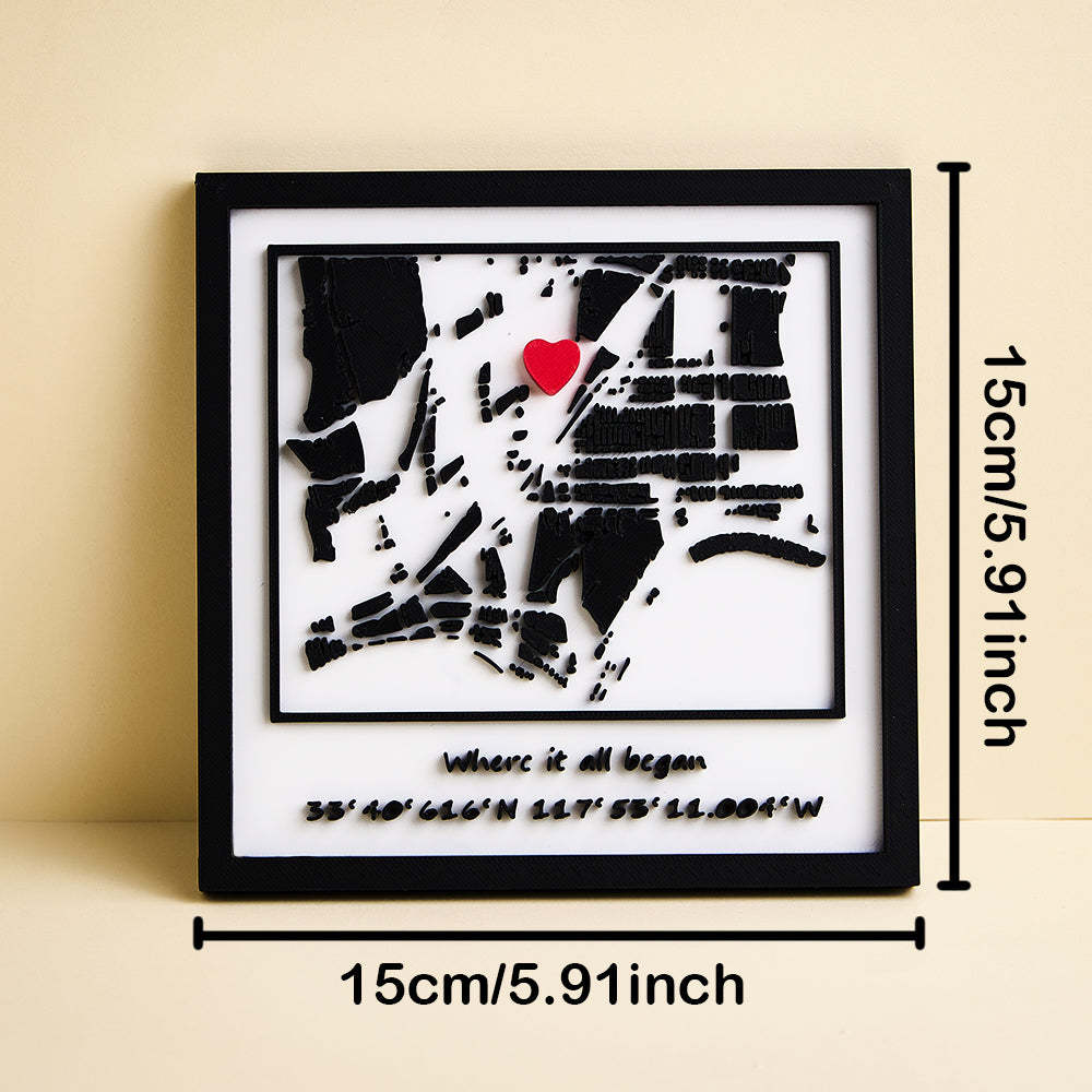 Personalized 3D Printed Location Map Plaque Where It All Began Plaque Gifts for Lover -