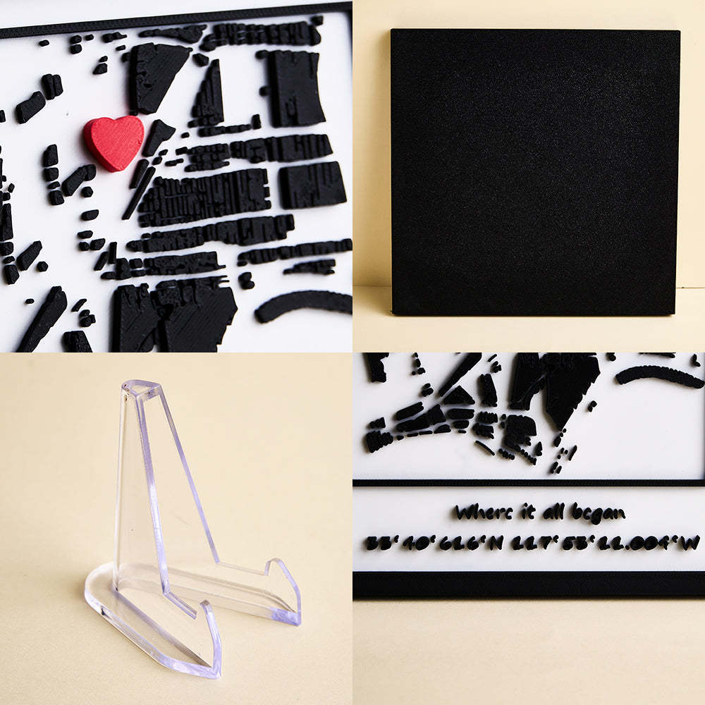 Personalized 3D Printed Location Map Plaque Where It All Began Plaque Gifts for Lover -