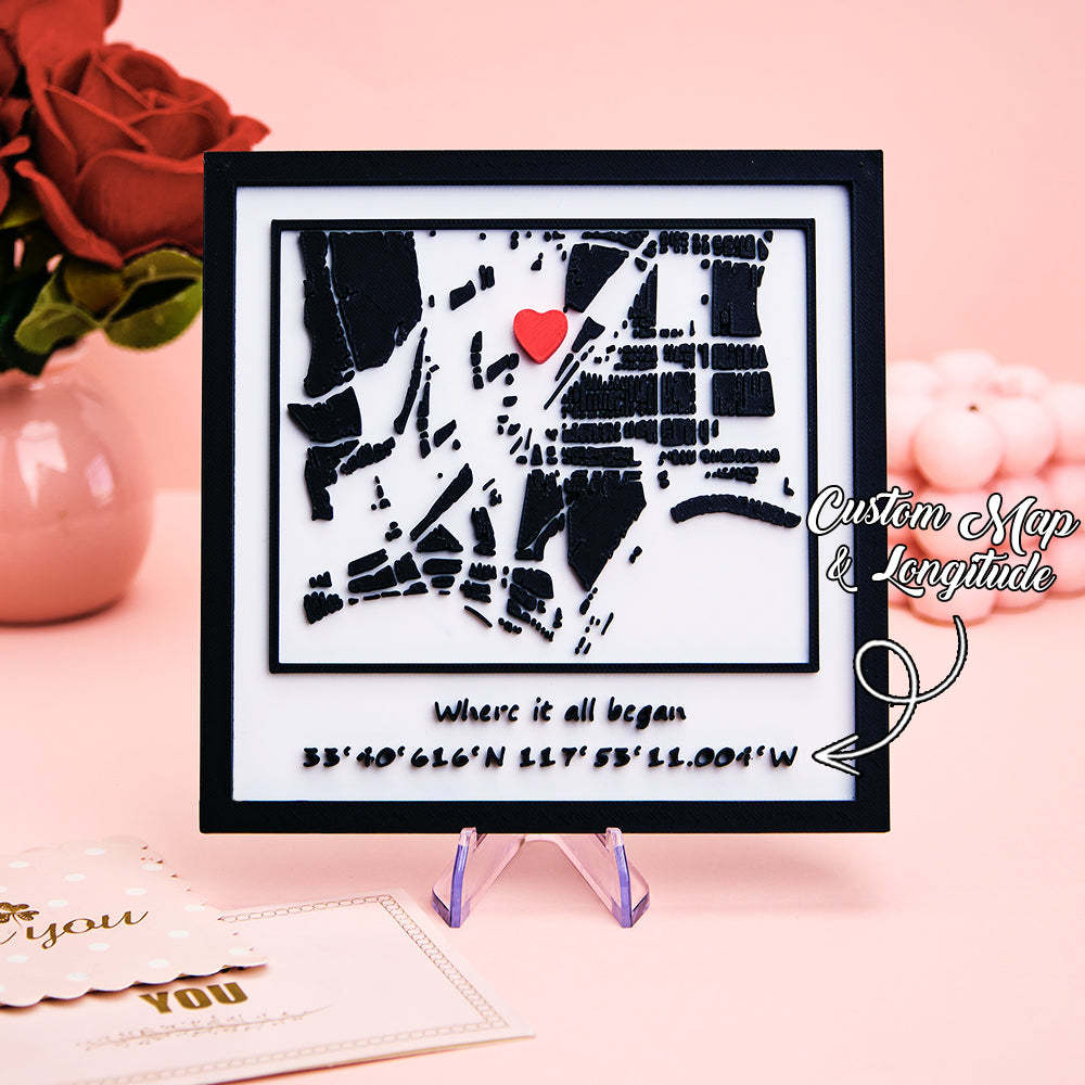 Personalized 3D Printed Location Map Plaque Where It All Began Plaque Gifts for Lover -