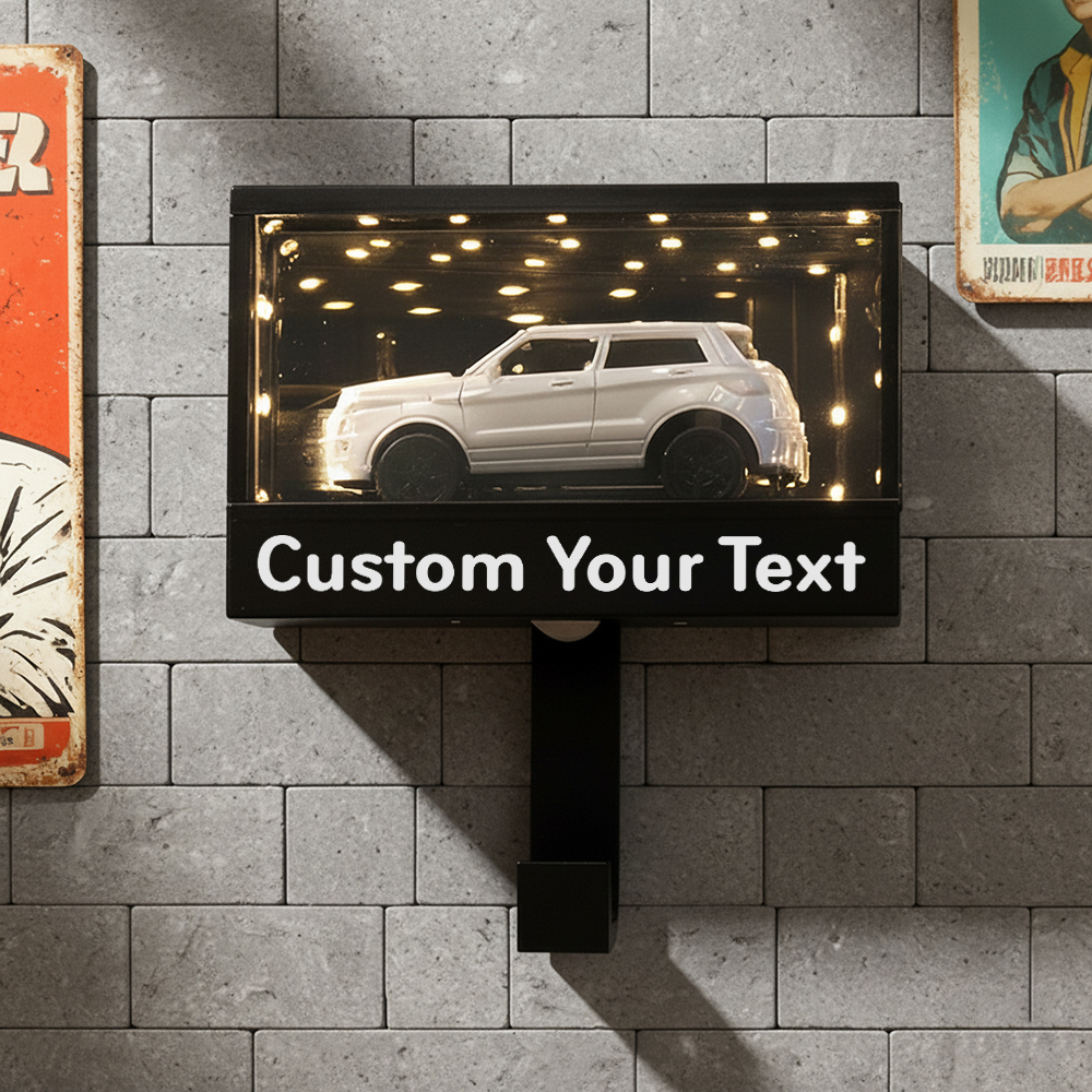 Mini Illuminated Garage Key Holder for 1:64 Scale Cars Wall Mount Display Gift for Car Lovers - 
