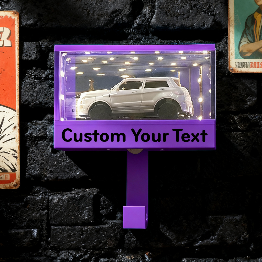 Mini Illuminated Garage Key Holder for 1:64 Scale Cars Wall Mount Display Gift for Car Lovers - 