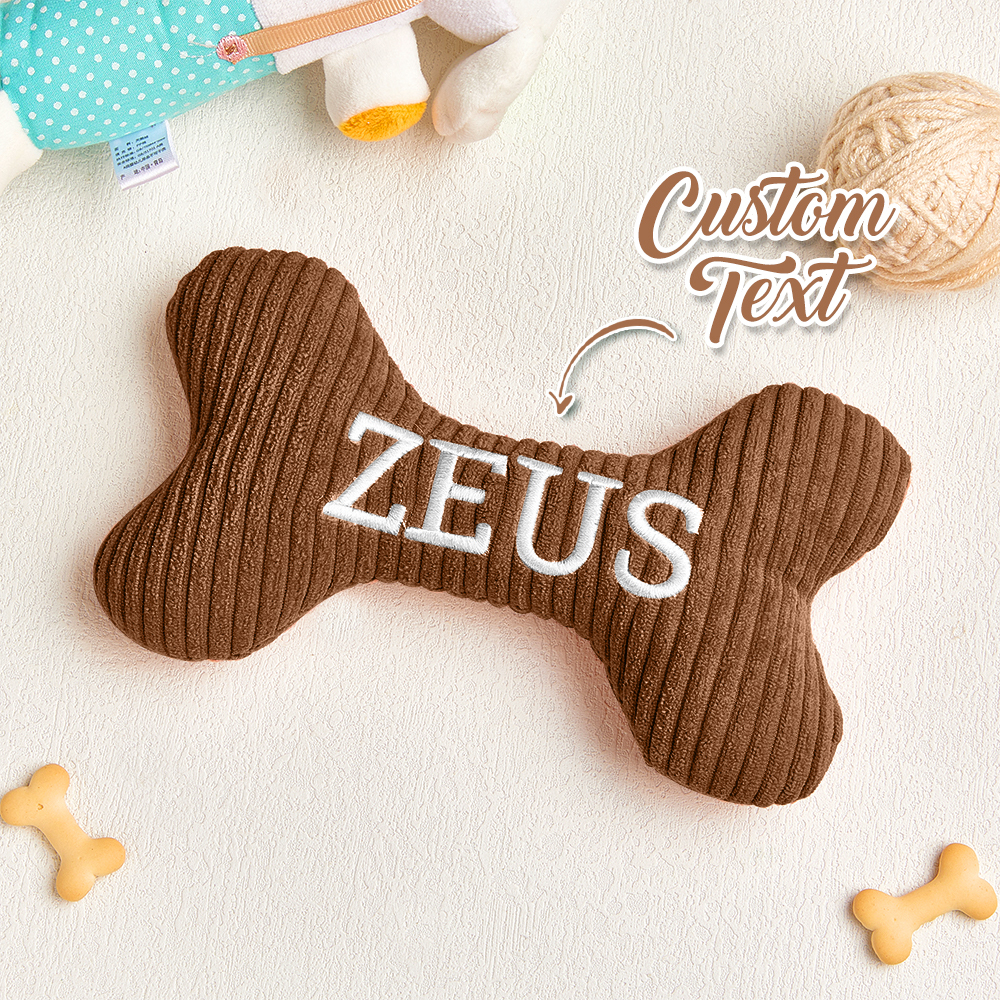 Personalized Dog Bone Toy: Embroidered Wool Blend Puppy Gift - 