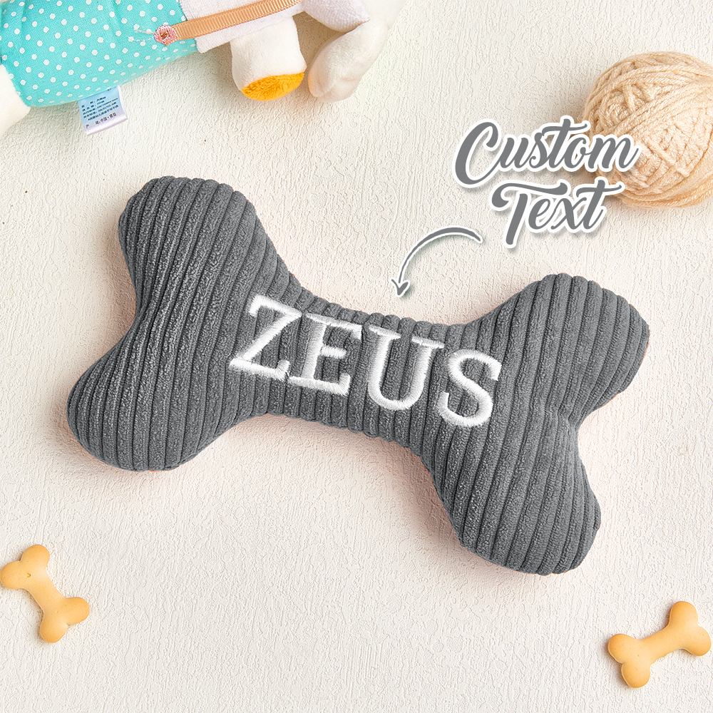 Personalized Dog Bone Toy: Embroidered Wool Blend Puppy Gift - 