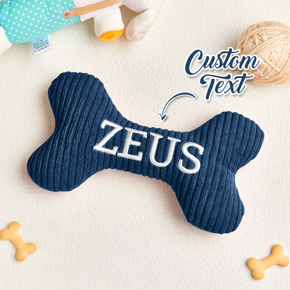 Personalized Dog Bone Toy: Embroidered Wool Blend Puppy Gift - 