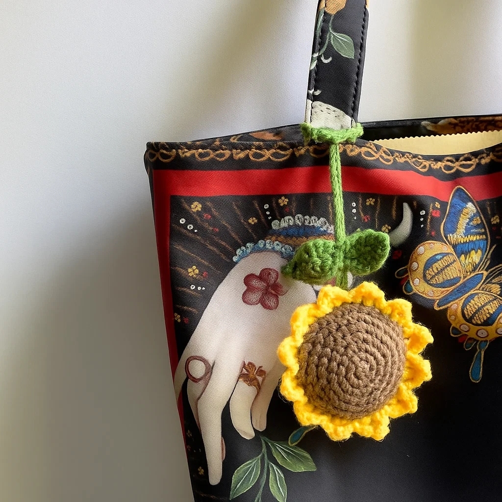 Crochet Cherry Car Mirror Hanging: Handmade Knitted Car Accessory - 