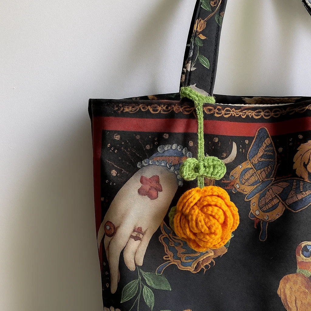 Crochet Cherry Car Mirror Hanging: Handmade Knitted Car Accessory - 