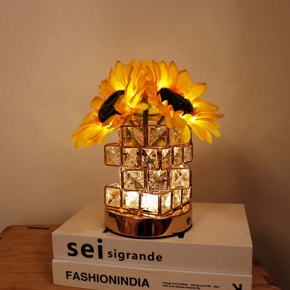 Romantic Sunflower Night Light Cube Flower Lamp Home Decor Gifts - CustomPhotoWallet