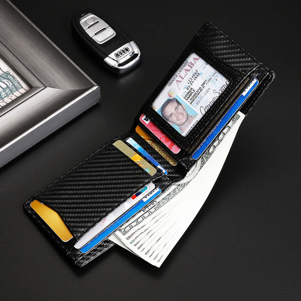 Bifold Men's Leather Wallet Card Holder with Money Clip for AirTag - CustomPhotoWallet