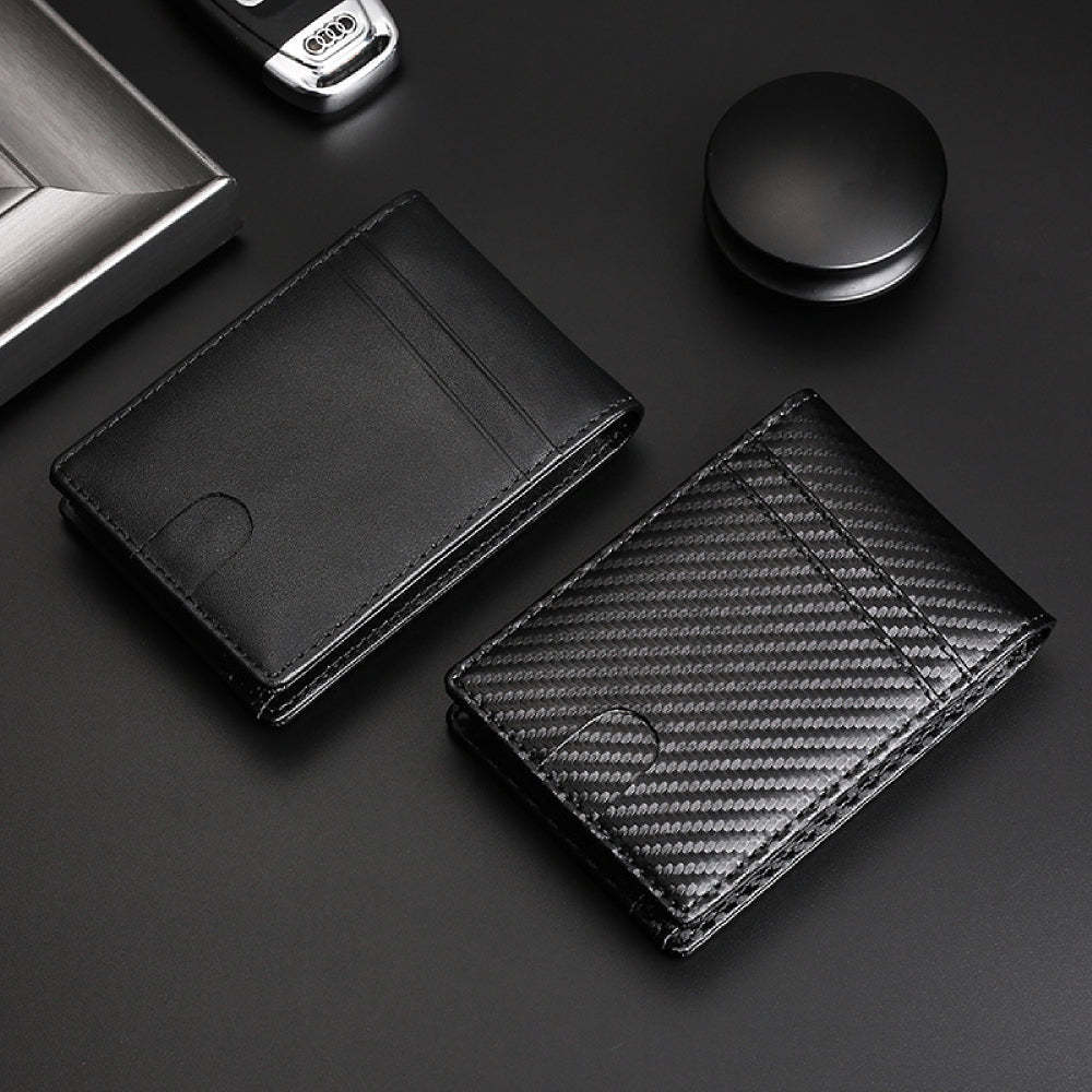 Bifold Men's Leather Wallet Card Holder with Money Clip for AirTag - CustomPhotoWallet