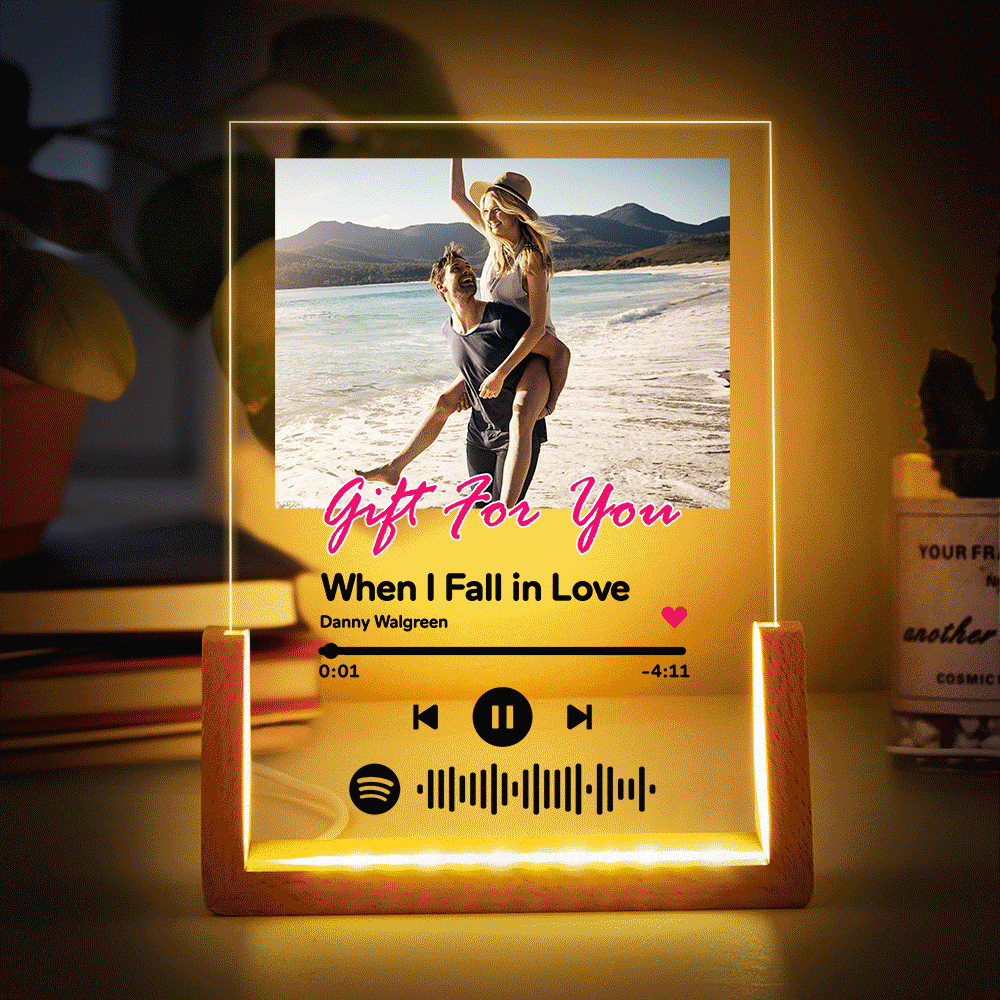 7 Color Photo Night Light Custom Spotify Scannable Music Code Plaque Lamp Gifts For Her