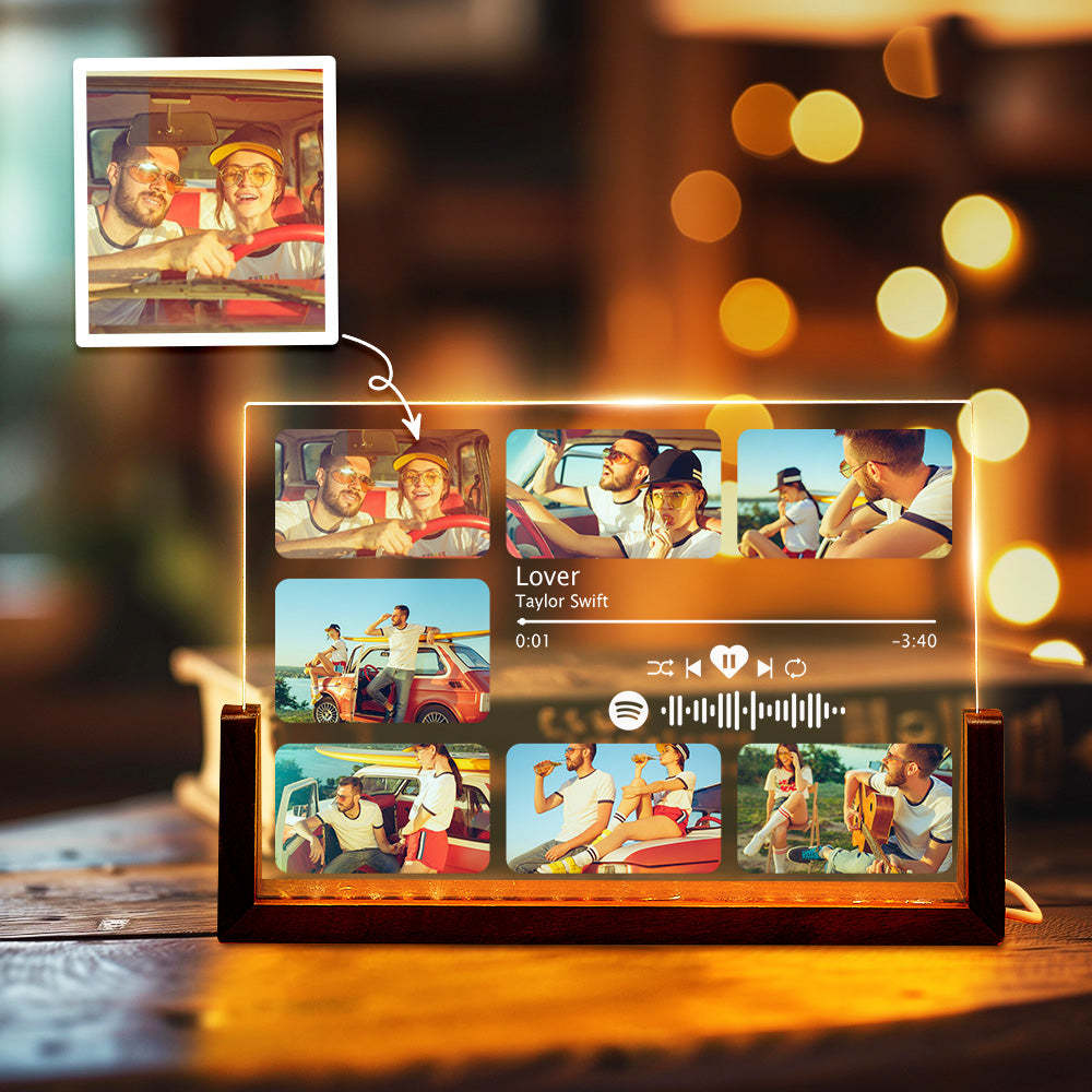 Personalized Song Night Light Couple Gifts With Photo Music Plaque Best Gift For Her - CustomPhotoWallet