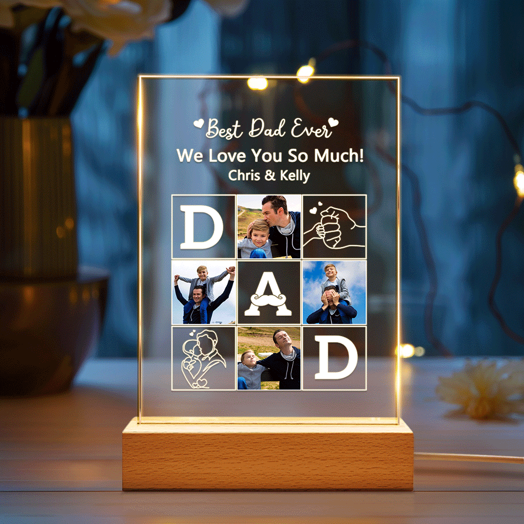 Personalized Photo Lamp Night Light Fathers Day Gifts Personalized Gifts Gift for Dad Best Dad Ever Custom Name Light - photowatch