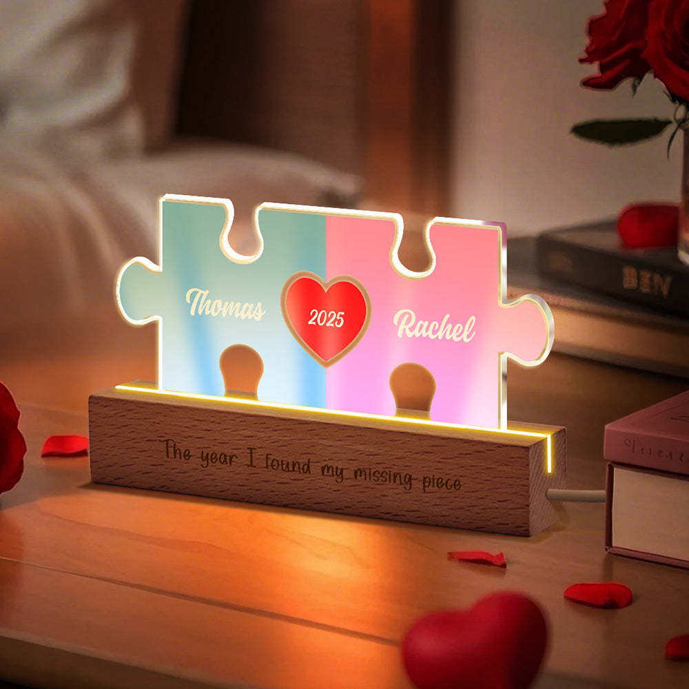 Personalized Couple Name Puzzle LED Night Light Gifts for Lover -
