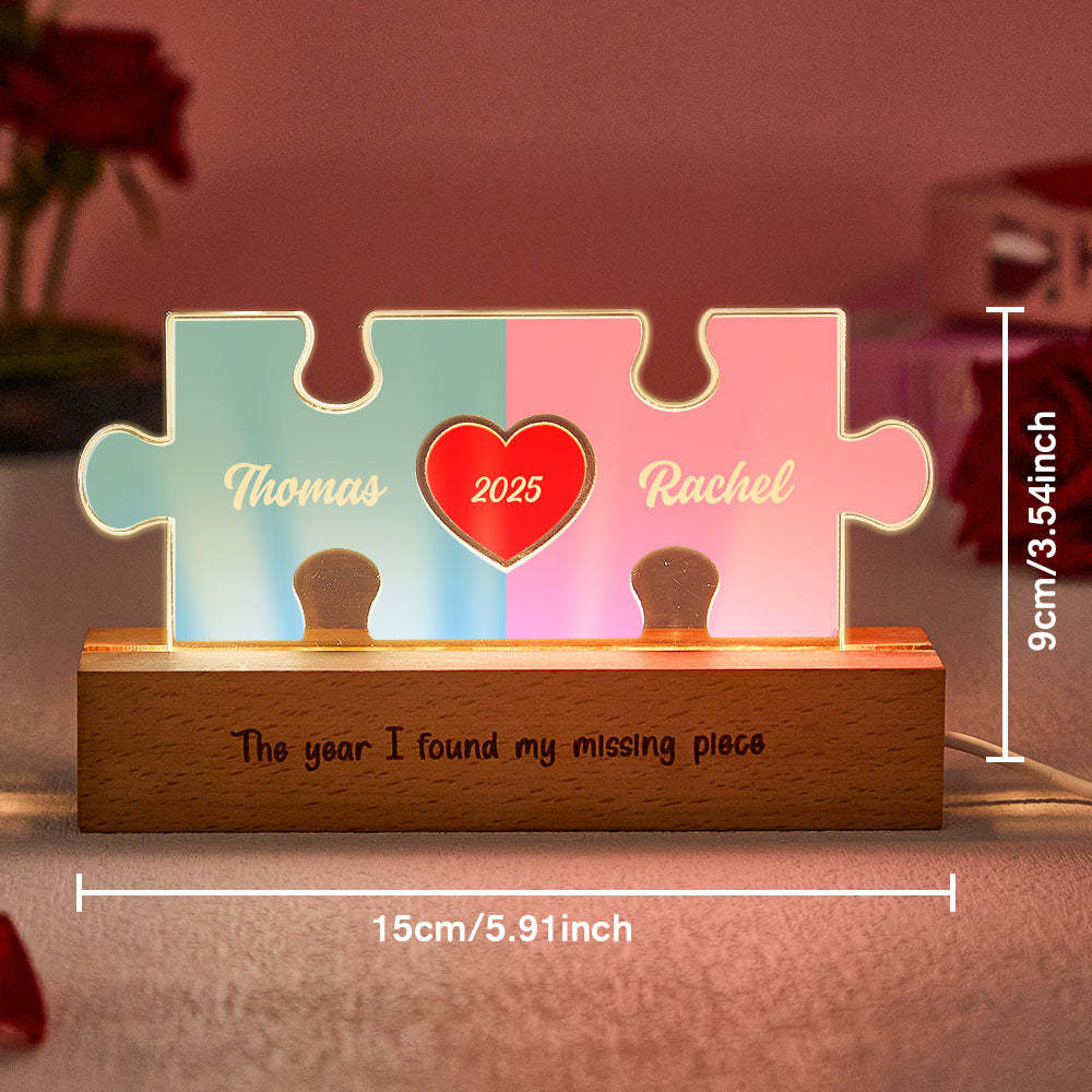 Personalized Couple Name Puzzle LED Night Light Gifts for Lover -