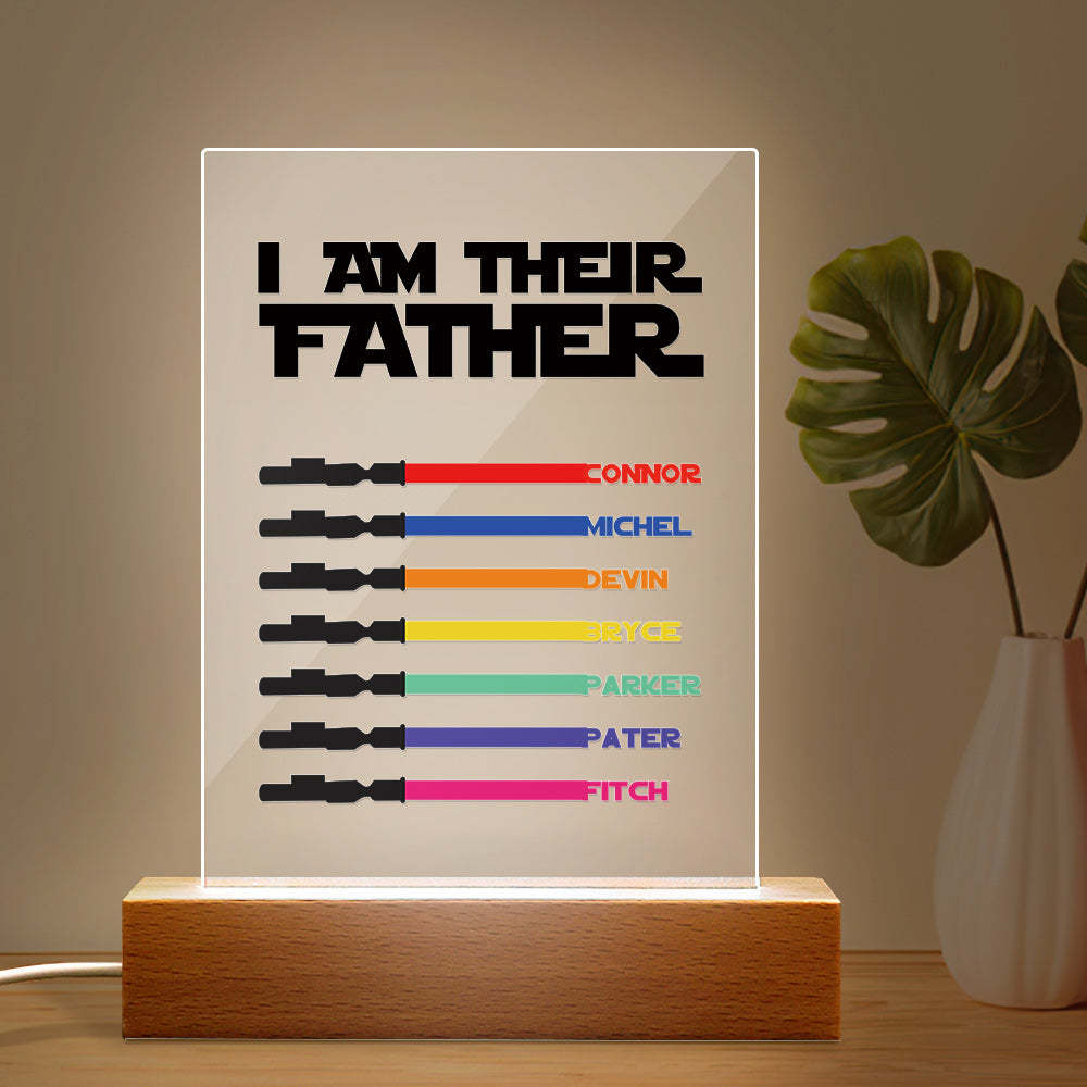 Personalized I Am Their Father Night Light Acrylic Light Saber Plaque Father's Day Gifts - CustomPhotoWallet