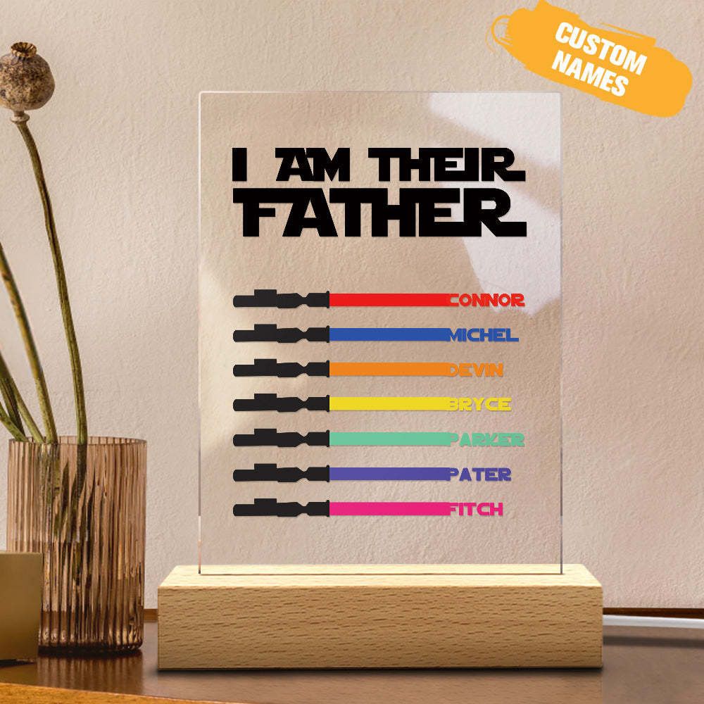 Personalized I Am Their Father Night Light Acrylic Light Saber Plaque Father's Day Gifts - CustomPhotoWallet