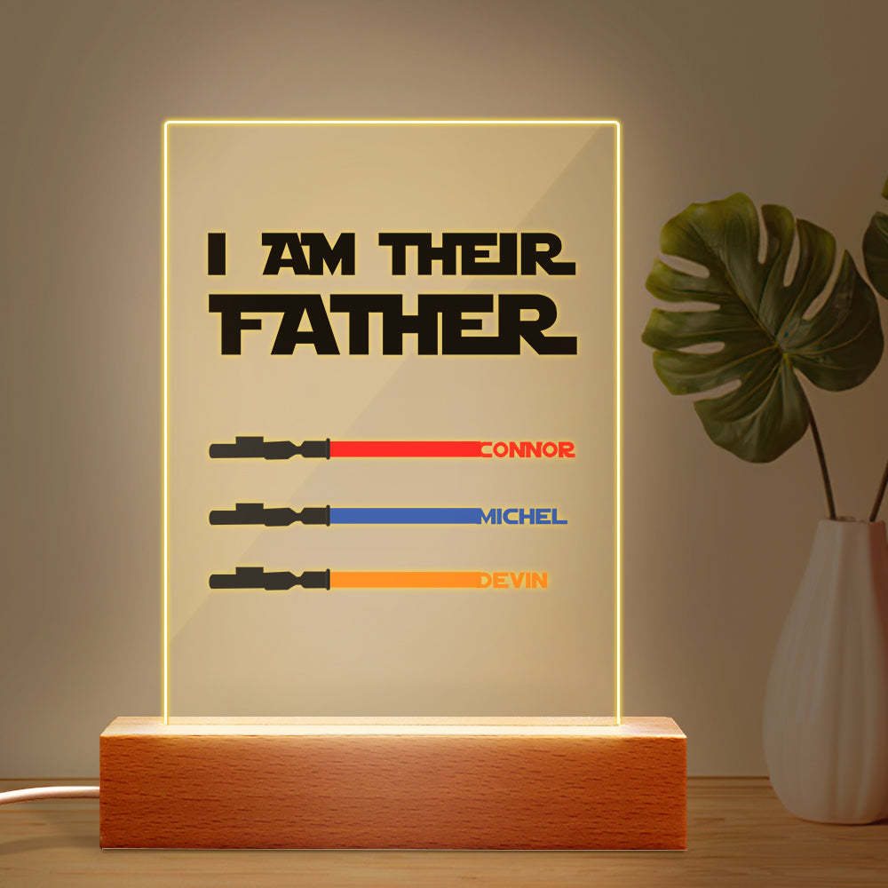 Personalized I Am Their Father Night Light Acrylic Light Saber Plaque Father's Day Gifts - CustomPhotoWallet