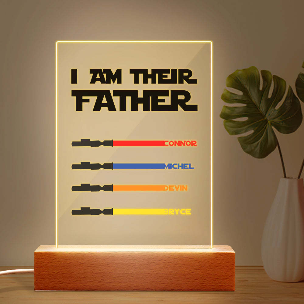 Personalized I Am Their Father Night Light Acrylic Light Saber Plaque Father's Day Gifts - CustomPhotoWallet