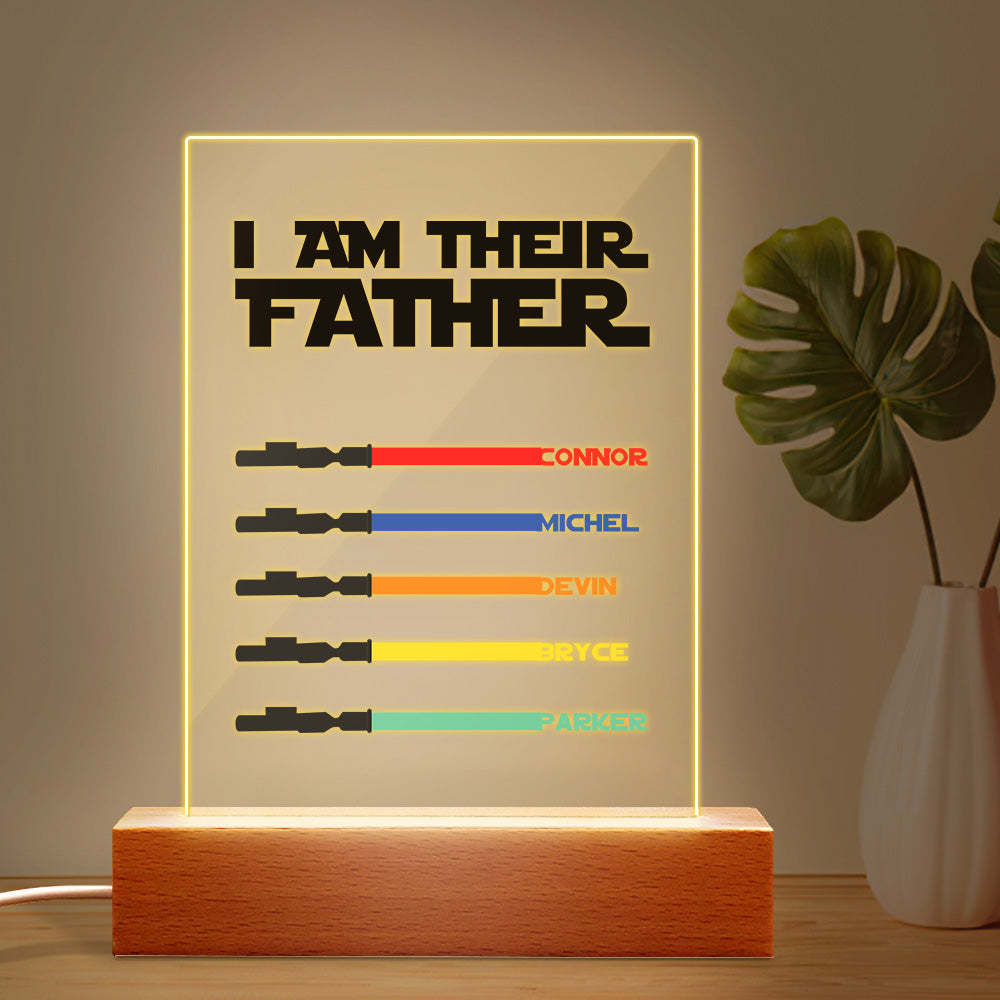 Personalized I Am Their Father Night Light Acrylic Light Saber Plaque Father's Day Gifts - CustomPhotoWallet
