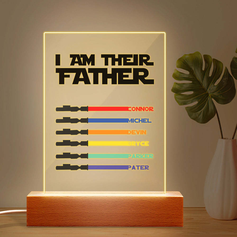 Personalized I Am Their Father Night Light Acrylic Light Saber Plaque Father's Day Gifts - CustomPhotoWallet