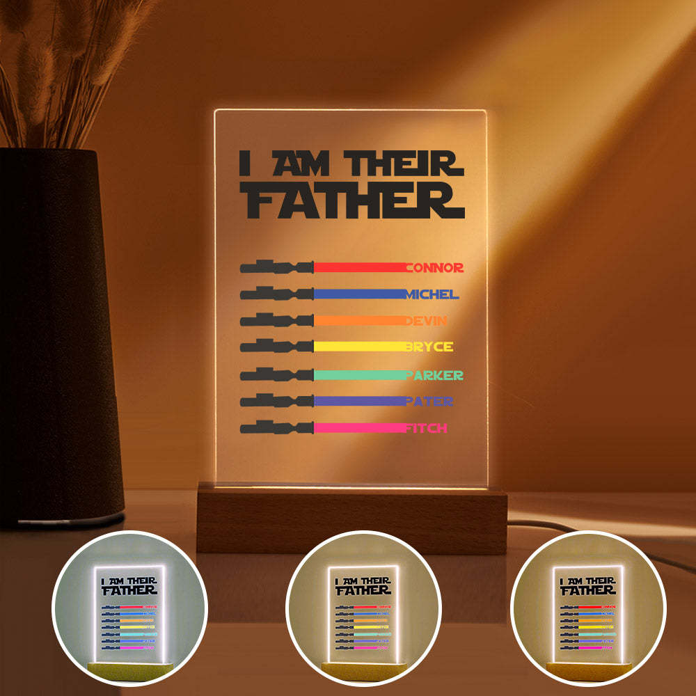 Personalized I Am Their Father Night Light Acrylic Light Saber Plaque Father's Day Gifts - CustomPhotoWallet