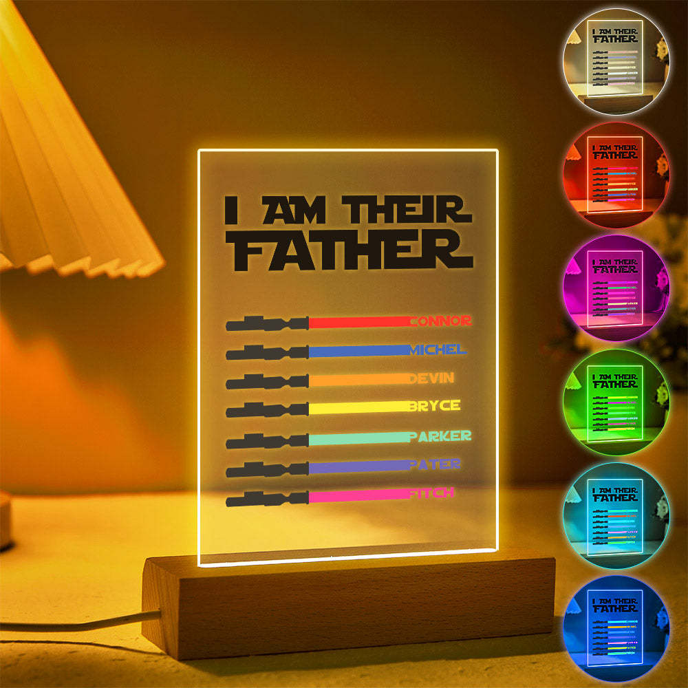 Personalized I Am Their Father Night Light Acrylic Light Saber Plaque Father's Day Gifts - CustomPhotoWallet