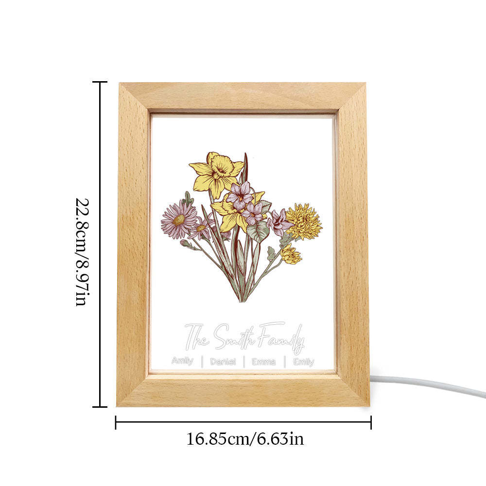 Personalized Birth Flower Bouquet Names LED Light Gift for Mom - Myphotowallet