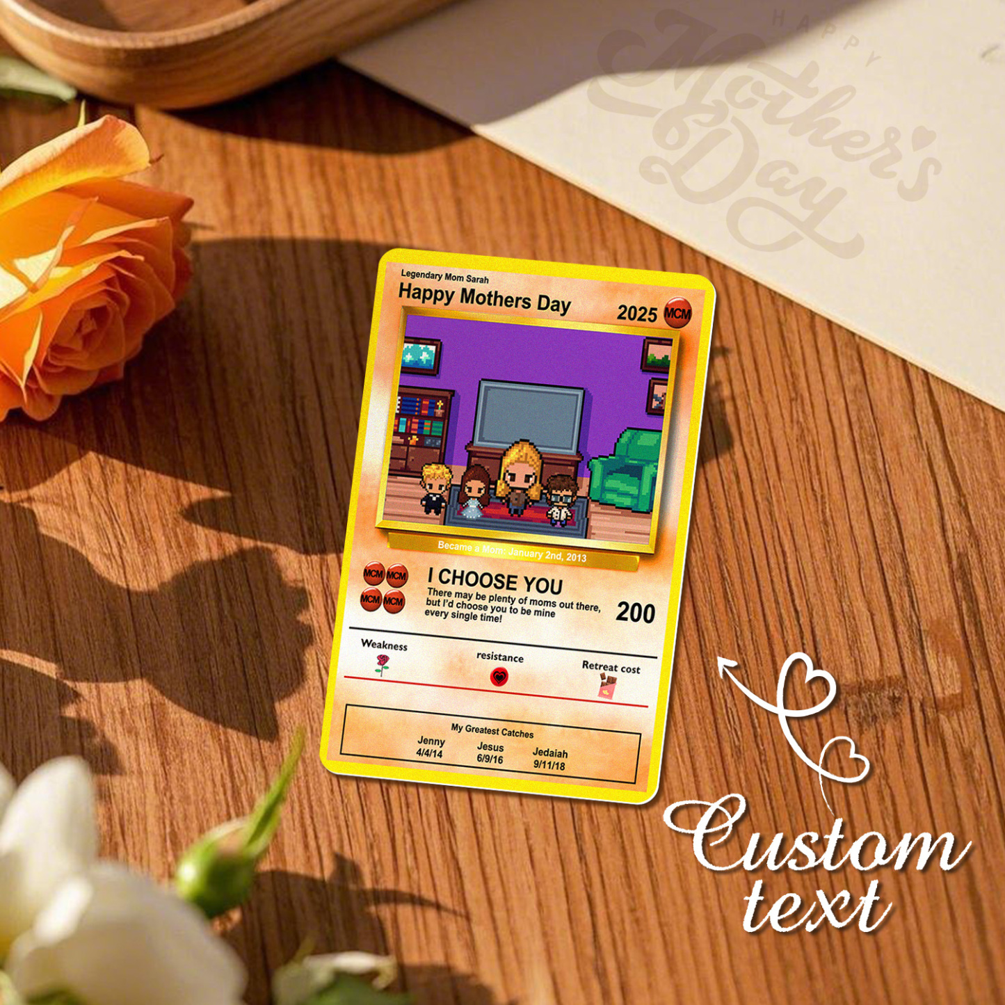 Custom Image Metal Cards Build Your Own Role Mother's Day Gift Memorable Keepsake - 