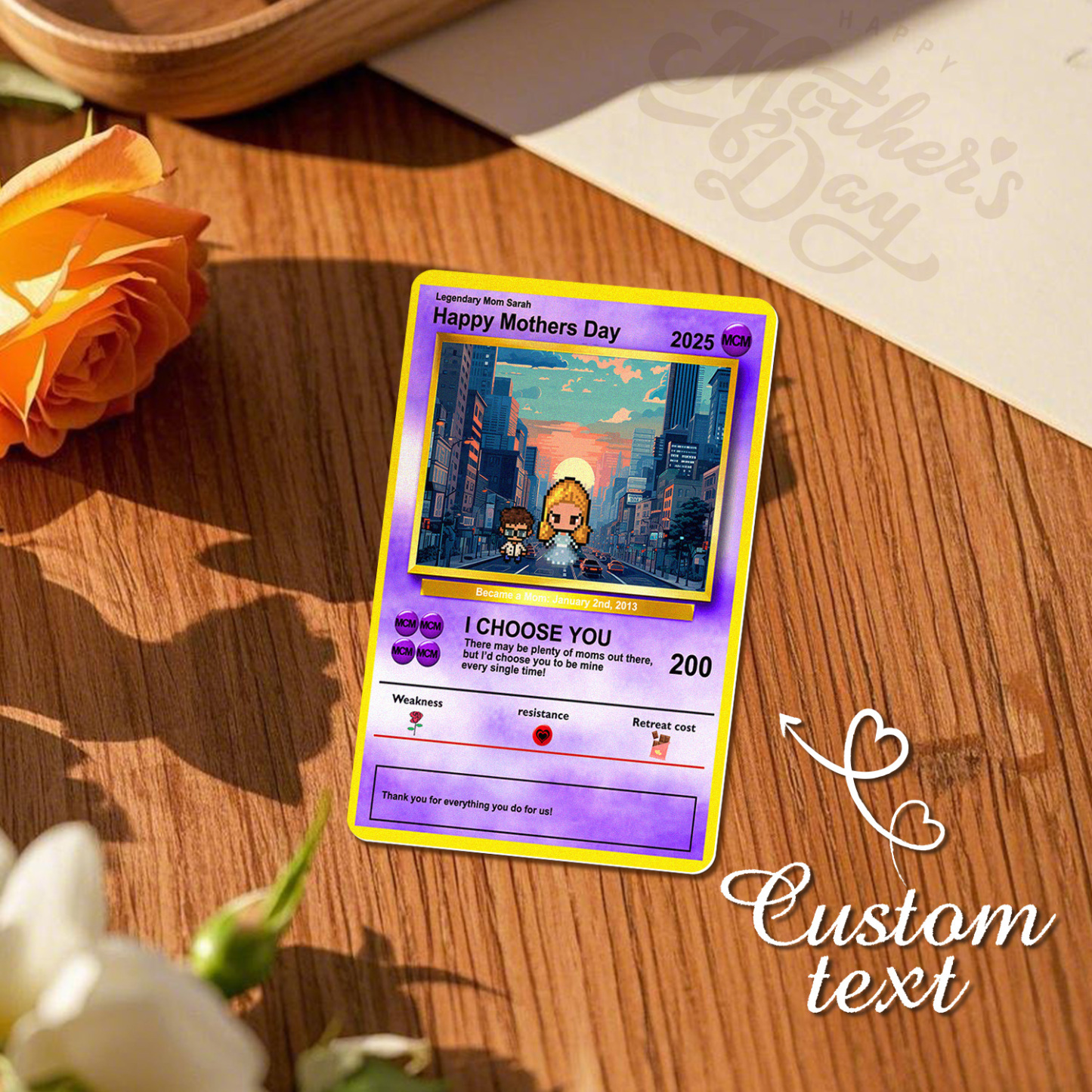 Custom Image Metal Cards Build Your Own Role Mother's Day Gift Memorable Keepsake - 