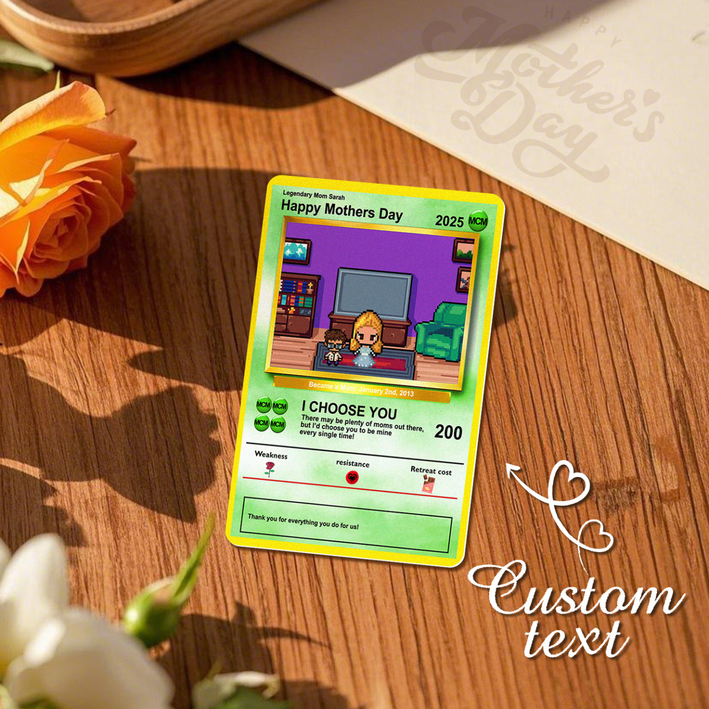 Custom Image Metal Cards Build Your Own Role Mother's Day Gift Memorable Keepsake - 