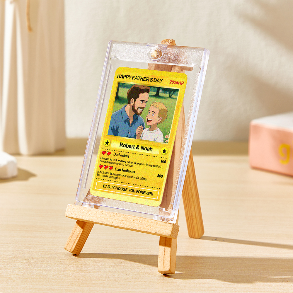 Personalized Father's Day Anime Card, Fathers Day Gift From Kids, Game Dad Gift, Custom Photo Trading Anime Card, Gamer Husband Gift,New Dad - 