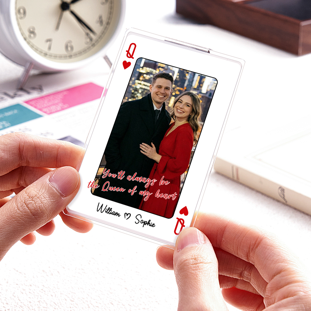 King/Queen Of My Heart Couple Custom Photo - Personalized Acrylic Car Visor - Valentine's Day Gift, Anniversary Gift For Him, For Her - 