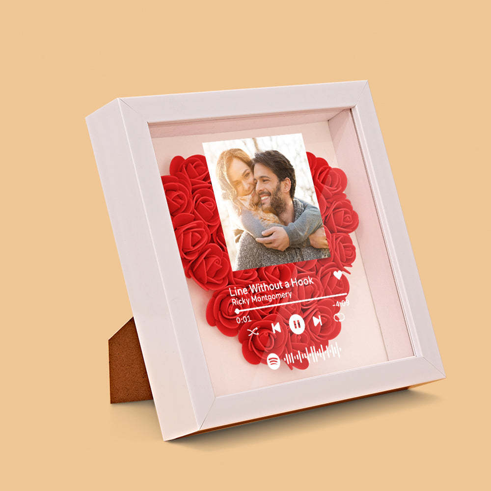 Mother's Day Gift Custom Scannable Spotify Code Photo Music Flower Shadow Box Personalized Flower Shadowbox Frame Gift For Mom - CustomPhotoWallet
