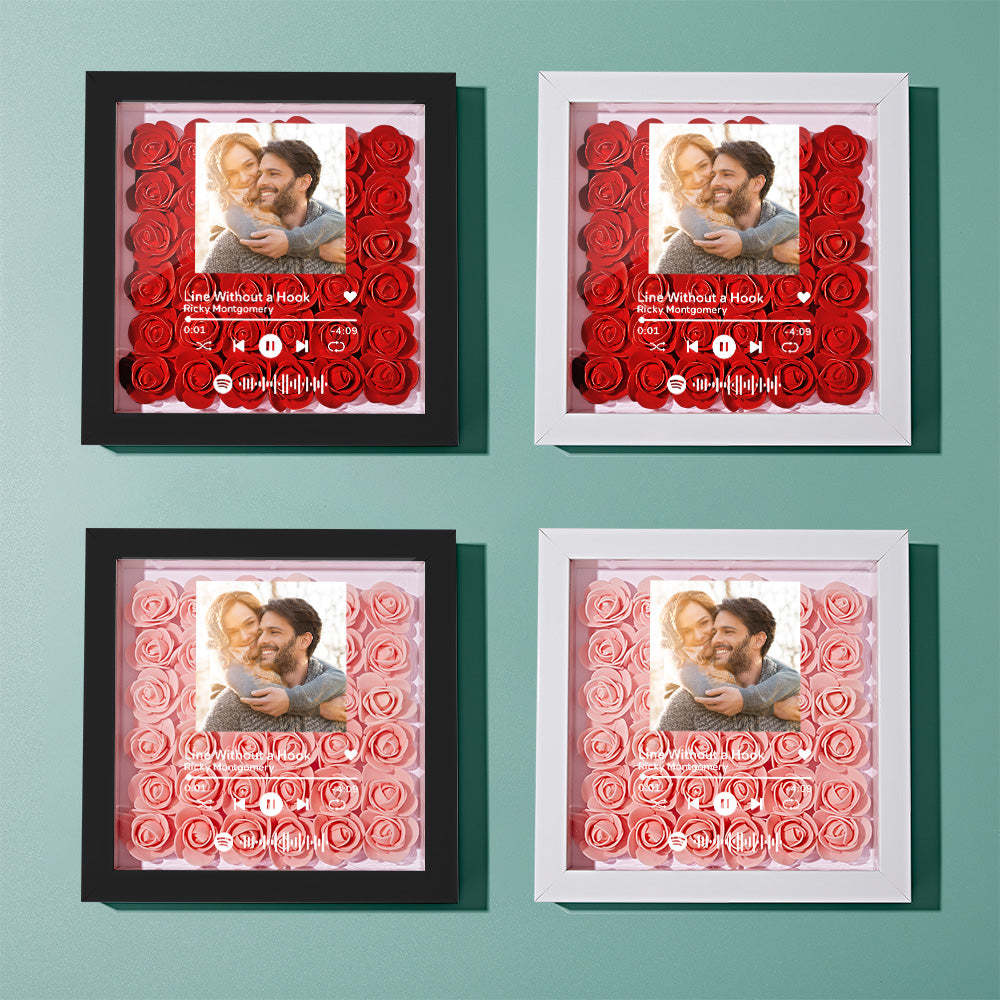 Mother's Day Gift Custom Scannable Spotify Code Photo Music Flower Shadow Box Personalized Flower Shadowbox Frame Gift For Mom - CustomPhotoWallet