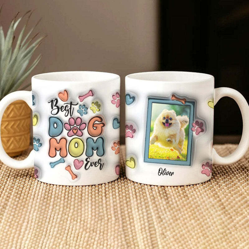Custom Photo Best Dog Mom Ever With Paws For Dog Lovers Mug - 