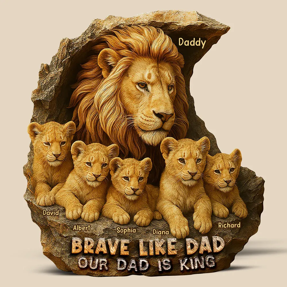 Lion Dad Plaque - Personalized Gifts For Father - Upto 5 Kids - 