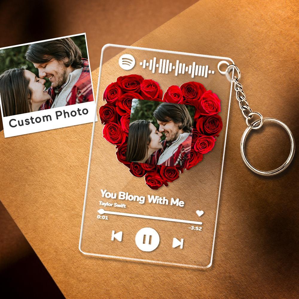 Custom Rose Spotify Plauqe Personalized Night Light Romantic & Sentimental Birthday Gifts For Boyfriend - CustomPhotoWallet