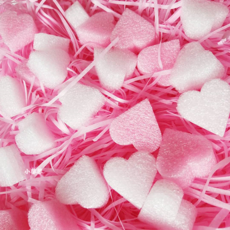 Pink Raffia+Heart Foam - Gift Box Filler -