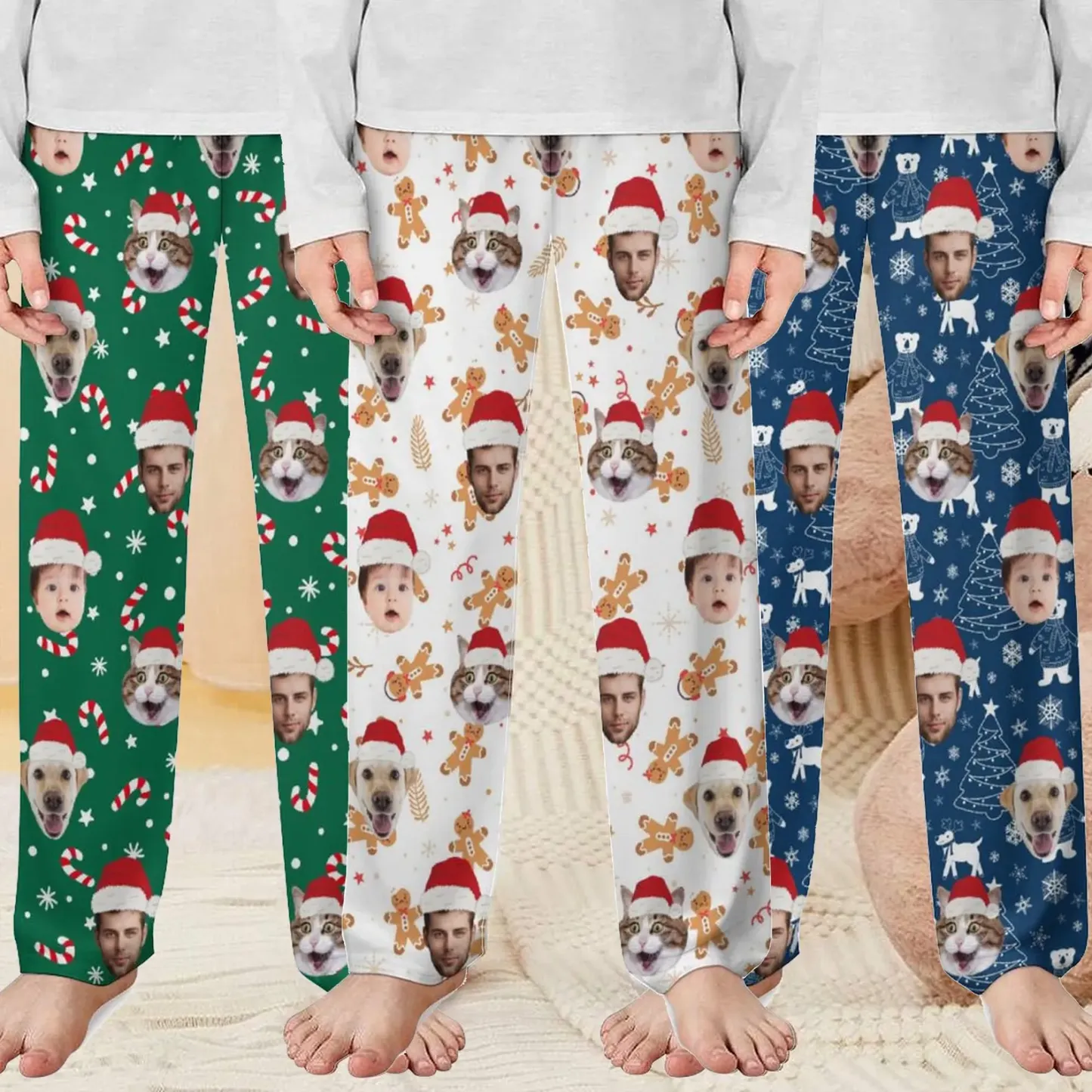 Christmas Pajama Pants with Faces, Faces on Pajamas, Face Pajama Pants, Personalized Pajamas with Face, Custom Face Pajamas, Gift for Family - 