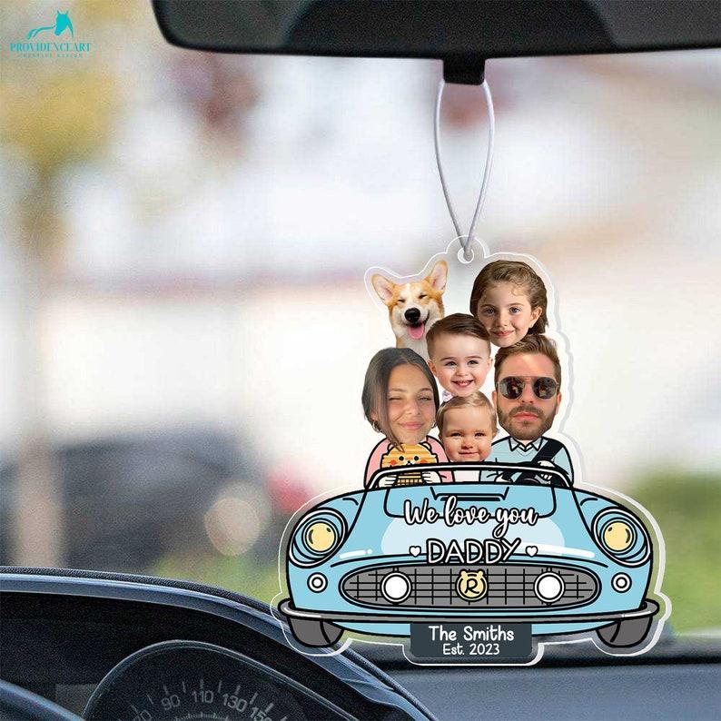 Custom Photo Drive Safe Daddy Ornament for Car, Personalised Birthday Gift Idea for Daddy, Customized Funny Baby Picture Acrylic Hanger